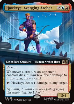 Hawkeye, Avenging Archer (Extended Art) card from Commander: Marvel Super Heroes