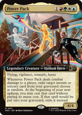 Power Pack (Extended Art) card from Commander: Marvel Super Heroes