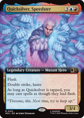 Quicksilver, Speedster (Extended Art) card from Commander: Marvel Super Heroes