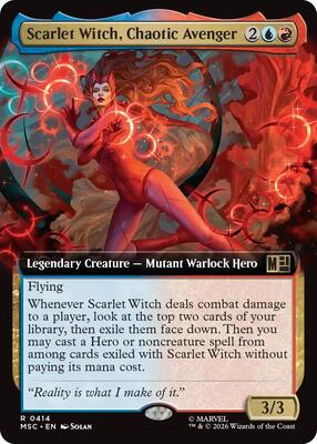Scarlet Witch, Chaotic Avenger (Extended Art) card from Commander: Marvel Super Heroes