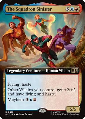The Squadron Sinister (Extended Art) card from Commander: Marvel Super Heroes