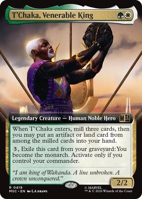 T'Chaka, Venerable King (Extended Art) card from Commander: Marvel Super Heroes