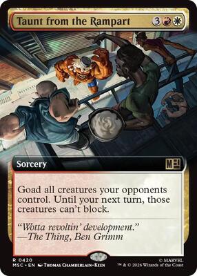 Taunt from the Rampart (Extended Art) card from Commander: Marvel Super Heroes