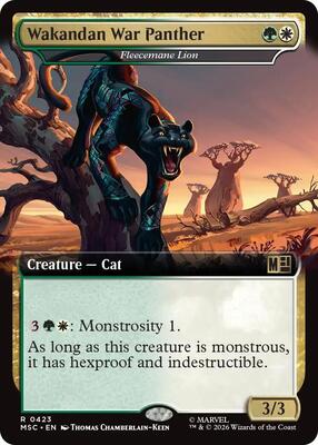 Wakandan War Panther - Fleecemane Lion (Extended Art) card from Commander: Marvel Super Heroes