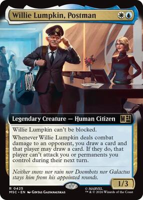 Willie Lumpkin, Postman (Extended Art) card from Commander: Marvel Super Heroes