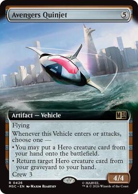 Avengers Quinjet (Extended Art) card from Commander: Marvel Super Heroes