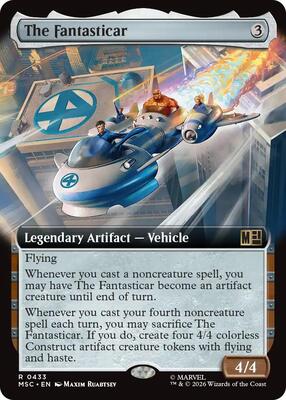 The Fantasticar (Extended Art) card from Commander: Marvel Super Heroes