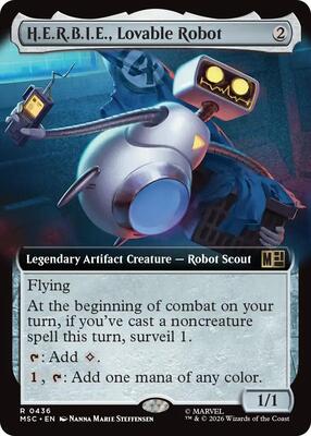H.E.R.B.I.E., Lovable Robot (Extended Art) card from Commander: Marvel Super Heroes