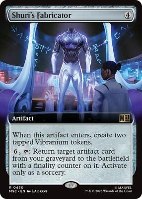 Shuri's Fabricator (Extended Art) card from Commander: Marvel Super Heroes