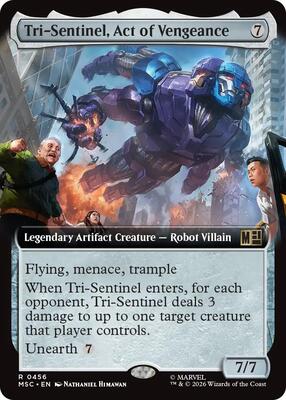 Tri-Sentinel, Act of Vengeance (Extended Art) card from Commander: Marvel Super Heroes