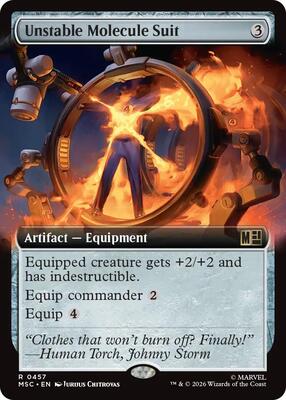 Unstable Molecule Suit (Extended Art) card from Commander: Marvel Super Heroes