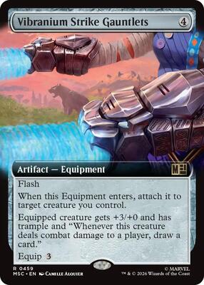 Vibranium Strike Gauntlets (Extended Art) card from Commander: Marvel Super Heroes