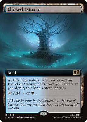 Choked Estuary (Extended Art) card from Commander: Marvel Super Heroes