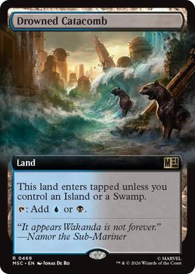 Drowned Catacomb (Extended Art) card from Commander: Marvel Super Heroes