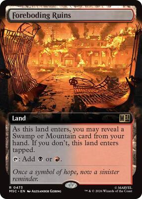 Foreboding Ruins (Extended Art) card from Commander: Marvel Super Heroes