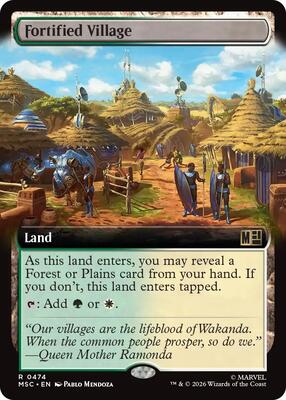 Fortified Village (Extended Art) card from Commander: Marvel Super Heroes