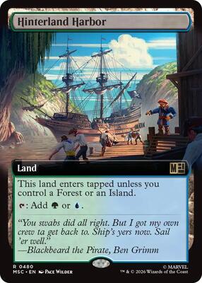 Hinterland Harbor (Extended Art) card from Commander: Marvel Super Heroes