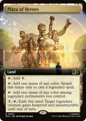 Plaza of Heroes (Extended Art) card from Commander: Marvel Super Heroes