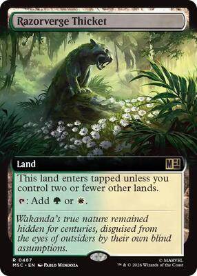 Razorverge Thicket (Extended Art) card from Commander: Marvel Super Heroes