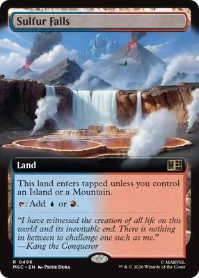 Sulfur Falls (Extended Art) card from Commander: Marvel Super Heroes