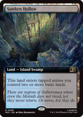 Sunken Hollow (Extended Art) card from Commander: Marvel Super Heroes