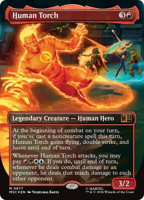 Human Torch (Borderless) (Surge Foil) card from Commander: Marvel Super Heroes
