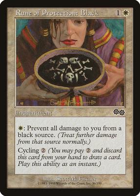 Rune of Protection: Black card from Urza's Saga