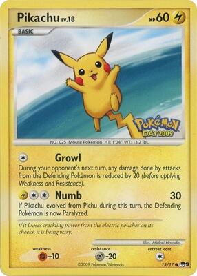 Pikachu (Pokemon Day 2009) card from POP Series 9