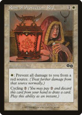 Rune of Protection: Red card from Urza's Saga