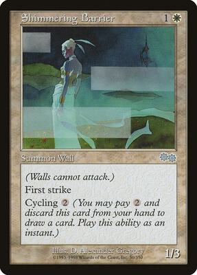 Shimmering Barrier card from Urza's Saga