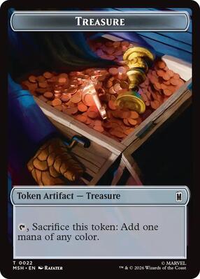 Treasure (0022) // Bird (0005) Double-Sided Token card from Commander: Marvel Super Heroes