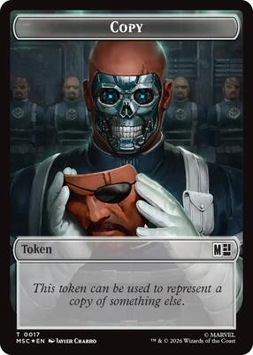 Copy // Soldier Double-Sided Token (Surge Foil) card from Commander: Marvel Super Heroes