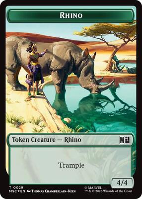 Rhino (0029) // Elephant (0028) Double-Sided Token (Surge Foil) card from Commander: Marvel Super Heroes