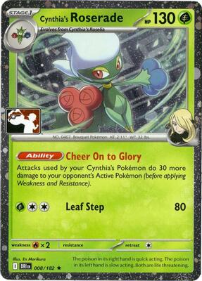 Cynthia's Roserade - 008/182 (Cosmos Holo) card from Prize Pack Series Cards