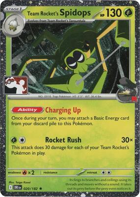 Team Rocket's Spidops - 020/182 (Cosmos Holo) card from Prize Pack Series Cards