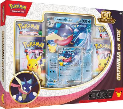 30th Celebration Greninja ex Box card from ME: 30th Celebration
