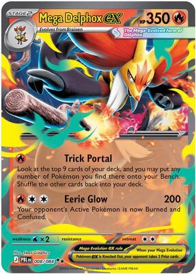 Mega Delphox ex card from ME05: Pitch Black