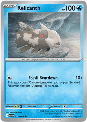 Relicanth card from ME05: Pitch Black