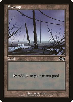 Swamp (342) card from Urza's Saga