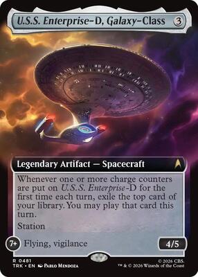 U.S.S. Enterprise-D, Galaxy-Class (Extended Art) card from Star Trek
