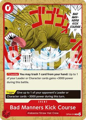 Bad Manners Kick Course card from Starter Deck 31: RED Monkey.D.Luffy