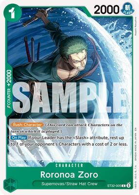 Roronoa Zoro (ST32-005) card from Starter Deck 32: GREEN Roronoa Zoro