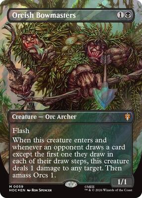 Orcish Bowmasters (Borderless) (Surge Foil) card from The Hobbit: Eternal-Legal