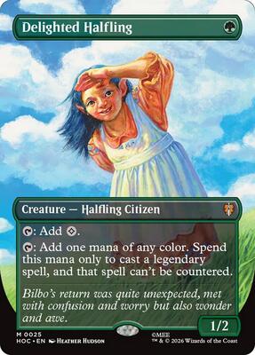 Delighted Halfling (Borderless) card from The Hobbit: Eternal-Legal