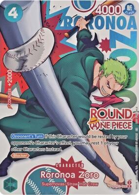 Roronoa Zoro (Round 1 Promo) card from One Piece Promotion Cards