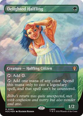 Delighted Halfling (Borderless) (Surge Foil) card from The Hobbit: Eternal-Legal