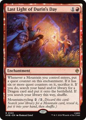 Last Light of Durin's Day card from The Hobbit