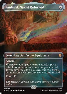 Anduril, Narsil Reforged (Borderless) (Surge Foil) card from The Hobbit: Eternal-Legal