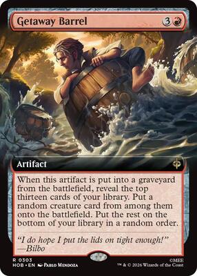 Getaway Barrel (Extended Art) card from The Hobbit