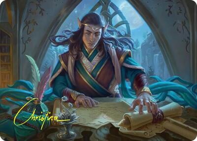 Elrond, Moon-Reader Art Card (Gold-Stamped Signature) card from Art Series: The Hobbit